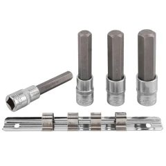 Набор головок-бит Hex 6-гранных, 4 пр. (Н12,Н14,Н17,Н19мм, L-100мм) 1/2'', на планке