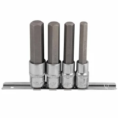 Набор головок-бит Hex 6-гранных, 4 пр. (Н12,Н14,Н17,Н19мм, L-100мм) 1/2'', на планке