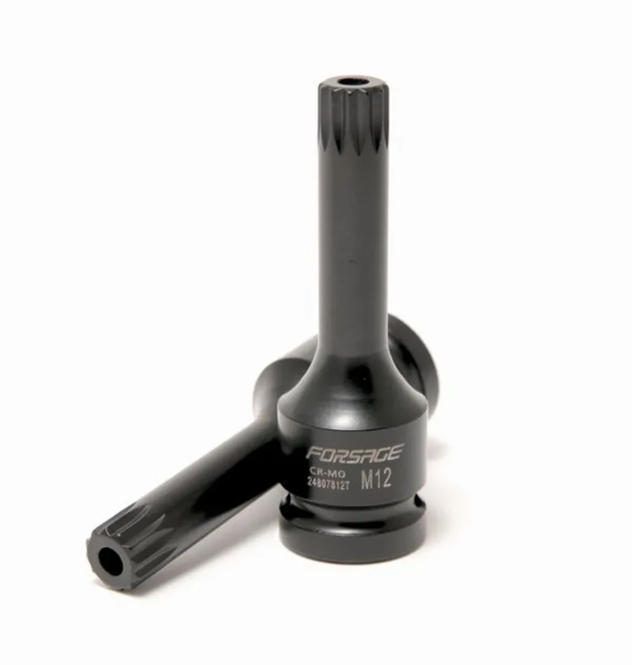 Головка-бита SPLINE глубокая ударная1/2'', M12 с отверстием