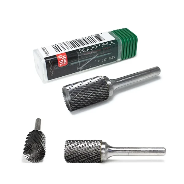 Шарошка цилиндрическая по металлу с торцевой раб. поверхностью(Ø 16мм,Ø хвостовика 6мм),в пластиковом футляре