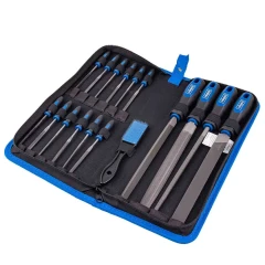 Набор напильников и надфилей разнопрофильных, 17пр (плоск, треуг, квадр, круг, полукруг, L-100мм,L-200мм) в чехле