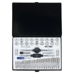 Набор метчиков и плашек метрический 58пр. (М3х0.5/0.6, М3.5х0.6, М4х0.7/0.75, М5х0.8/0.9, М6х0.75/1, М7х0.75/1,М8х1/1.25, М10х1.25/1.5, М12х1.25/1.75)