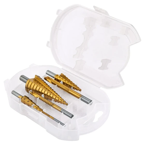 Набор сверл ступенчатых и сверл -фрез по алюминию.меди.дереву,пластику 6 пр (ступенчатые- 4-12,4-20,4-32)( фрезы-3мм,6мм,8мм)