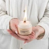 Свеча ароматизированная в стеклянной банке с крышкой 100 мл. Отдушка Амбра и кожа (Оливер).