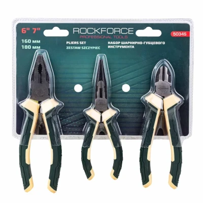 Набор шарниро-губцевого инструмента 3пр (плоскогубцы 180мм, утконосы 160мм, бокорезы 160мм) в блистере