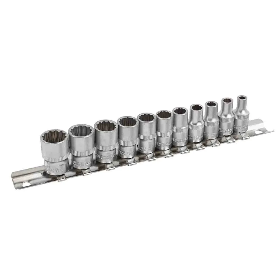 Набор головок 11пр. 1/4''12гр.(4,5,5.5,6-13мм) на планке
