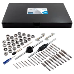 Набор метчиков и плашек 60пр.(М3х0.5,4х0.7,5х0.8,6х1,7х1,8х1.25,9х1.25,10х1/1.5,М12х1.75,4-40,6,8-32,10-36,12-24,1/4,5/16,3/8,7/16,1/2,1/8)