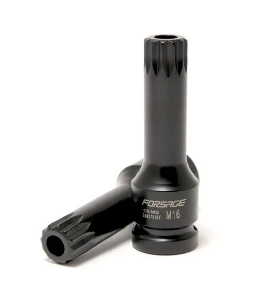 Головка-бита SPLINE глубокая ударная1/2'', M16 с отверстием