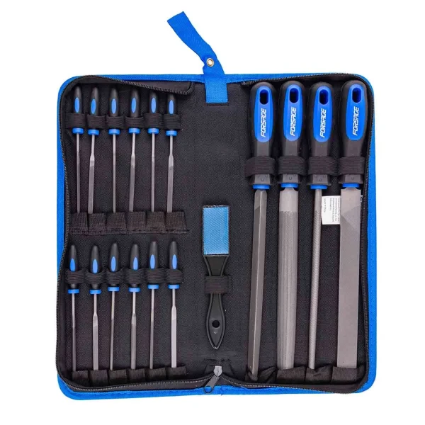 Набор напильников и надфилей разнопрофильных, 17пр (плоск, треуг, квадр, круг, полукруг, L-100мм,L-200мм) в чехле