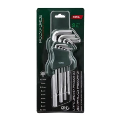 Набор ключей Г-образных 6-гранных длинных 9пр. (1.5, 2, 2.5, 3-6, 8, 10мм) в пластиковом держателе