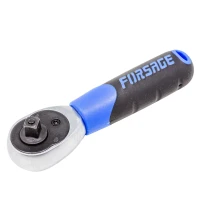 Трещотка реверсивная короткая с резиновой ручкой 1/4''(72зуб, L-115мм)