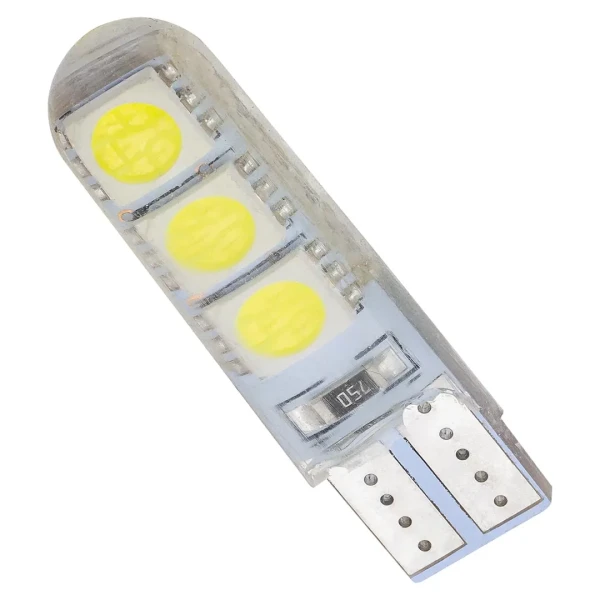 Лампочка светодиодная T10-3030-6SMD silica gel 12v белая