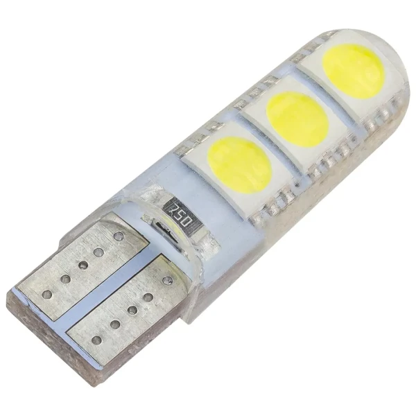 Лампочка светодиодная T10-3030-6SMD silica gel 12v белая