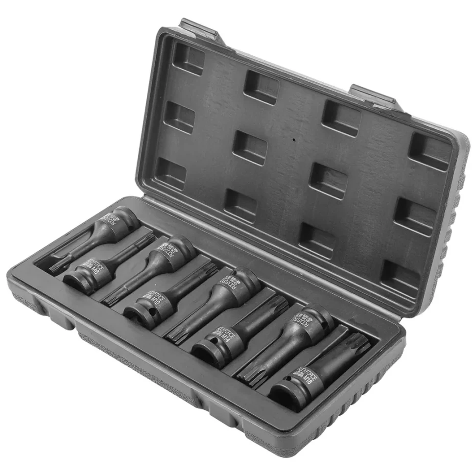 Набор головок-бит SPLINE ударных 8пр.,1/2''(M5, M6, M8, M10, M12, M14, M16, M18), в кейсе