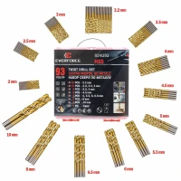 Набор сверл по металлу,93пр.(3.2-20шт,2,2.5,3-по10шт,3.5,4-по 8 шт,4.5-5шт,5,5.5,6,6.5-по 4шт,8-3шт,10-2шт)в кейсе