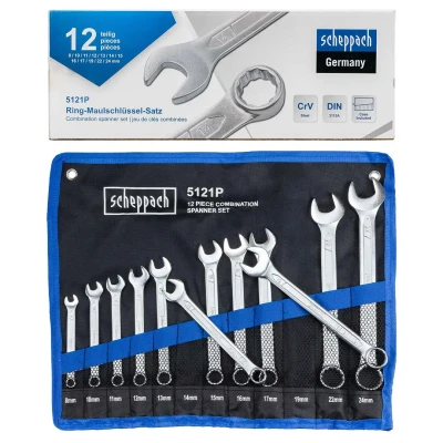 Ключи комбинированные, набор 12пр. (8, 10-17, 19, 22, 24мм) на полотне