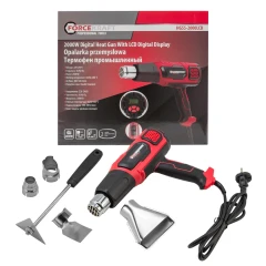 Фен промышленный электрический с дисплеем и насадками (220В,50/60Гц,2000Вт, 60-600С°, 300-500л/мин,класс защиты-двойная изоляция)