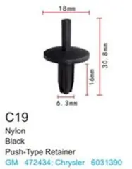 Клипса для крепления внутренней обшивки а/м Крайслер пластиковая (100шт/уп.)