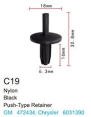 Клипса для крепления внутренней обшивки а/м Крайслер пластиковая (100шт/уп.)