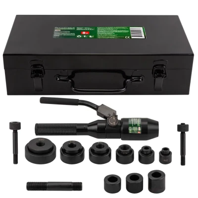 Пробойник гидравлический ручной 8т(Ø22, 27.5, 34, 43, 49, 60мм, сталь нерж.-1.6мм, медь/алюм.-3.2мм,ход штока-22мм),в кейсе