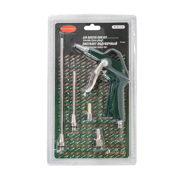 Пистолет обдувочный с комплектом сопел 3пр.(20,90,165мм+штуцер под б/с+штуцер елочка 8мм), в блистере