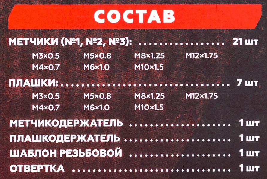 Метчики и плашки, набор 32пр. (метрич.)