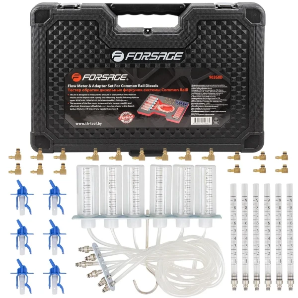 Тестер обратки дизельных форсунок системы Common Raill с комплектом адаптеров, в кейсе ''Premium''