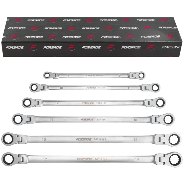 Ключи накидные экстра длинные трещоточные, набор 6пр.