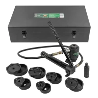 Пробойник гидравлический с насосом13т(Ø63, 76, 80, 89, 100, 114мм, сталь нерж.-2мм, медь/алюм.-4мм,ход штока-25мм),в кейсе