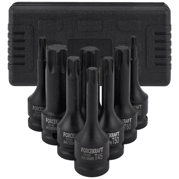 Набор головок-бит TORX ударных 8пр.,1/2''(T30, T40, T45, T50, T55, T60, T70, T80), в кейсе