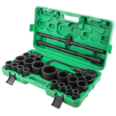 Набор инструментов ударных 26пр, 3/4''1''(12гр.)(17,19,22,24,27,30,32,33,34,35,36,36-6гр,38,41,46,50мм,1'':55,60,65мм)
