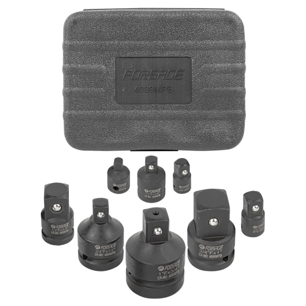 Набор адаптеров ударных,8пр(1/4(F)x3/8''(M),3/8(F)x1/4''(M),3/8(F)x1/2''(M),1/2(F)x3/8''(M),1/2(F)x3/4''(M),3/4(F)x1/2''(M),3/4(F)x1''(M),1(F)x3/4''(M)в кейсе