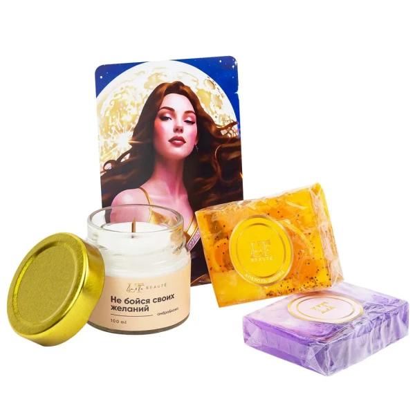 Набор Атмосфера SPA 21 (53510 Свеча ароматизированная Амбра и кожа (Оливер)+мыло 53341''Апероль шприц''+53343 мыло ''Ягодный пунш'')