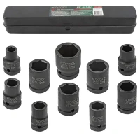 Набор головок ударных 10пр.1/2''(6-гран)(10,12,13,14,16,17,19,21,22,24,мм), в металл. кейсе