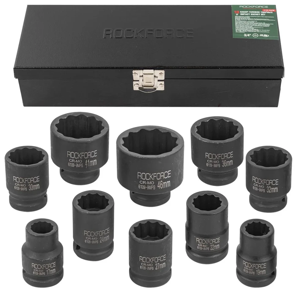 Набор головок ударных 3/4''10пр. (12гр.) (17,19,22,24,27,30,32,36,41,46мм)