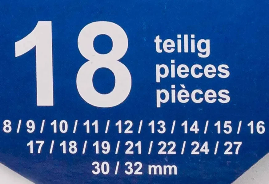 Ключи комбинированные, набор 18пр. (8-19, 21, 22, 24, 27, 30, 32мм) на полотне
