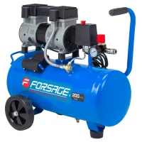 Компрессор поршневой с прямым приводом,2 цилиндра,безмасляный (ресивер 24л, 1.1 кВт, 8 бар, 200л/м, 230В)