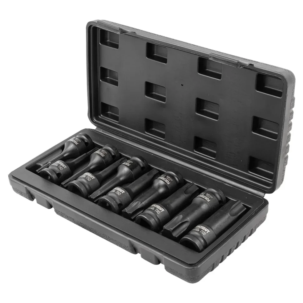 Набор головок-бит TORX ударных 10пр.,1/2''(T30, T40, T45, T50, T55, T60, T70, T80, T90, T100), в кейсе