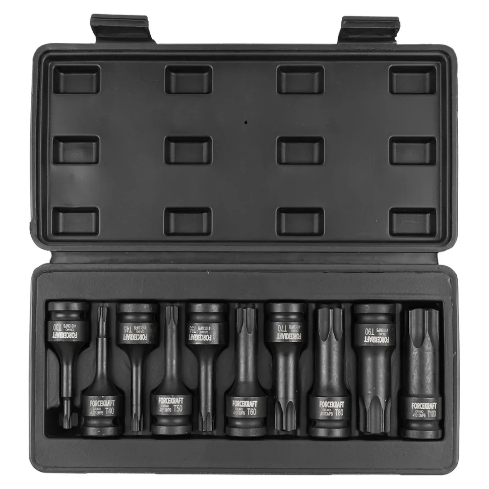 Набор головок-бит TORX ударных 10пр.,1/2''(T30, T40, T45, T50, T55, T60, T70, T80, T90, T100), в кейсе