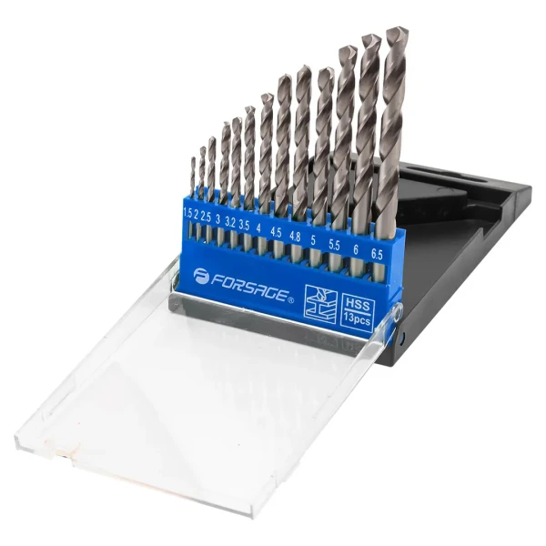 Набор сверл по металлу HSS, 13пр.(1.5/2/2.5/3/3.2/3.5/4/4.5/4.8/5/5.5/6/6.5мм), в пластиковом футляре