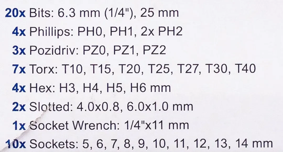 Набор инструментов 31пр. 1/4''