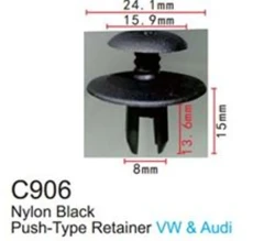 Клипса для крепления внутренней обшивки а/м Ягуар/ европейских а/м пластиковая (100шт/уп.)