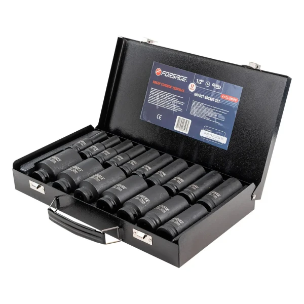 Набор головок ударных 1/2'', 6гр. 17пр.(10,12-19,21,22,24,27,30,32,34,36мм),в метал кейсе