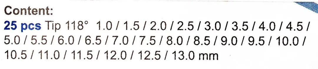 Набор сверл по металлу 25пр.