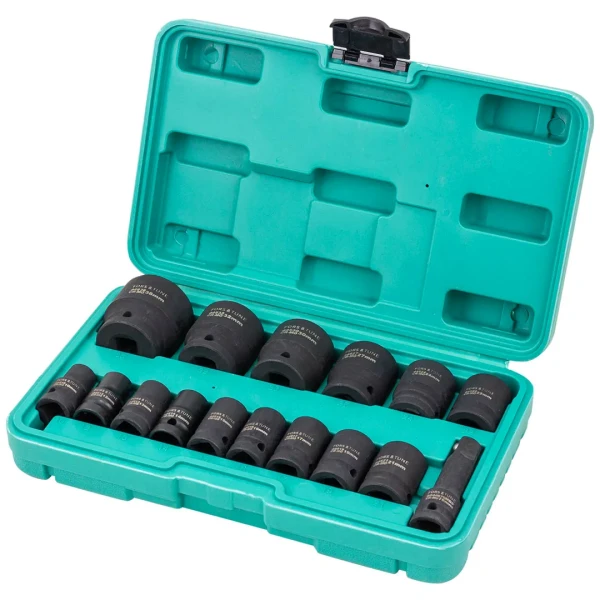 Набор головок ударных коротких 16пр.1/2''(6-гр.)(10,12-17,19,21,22,24,27,30,32мм(36мм-12гр)+удлинитель 75мм),в кейсе