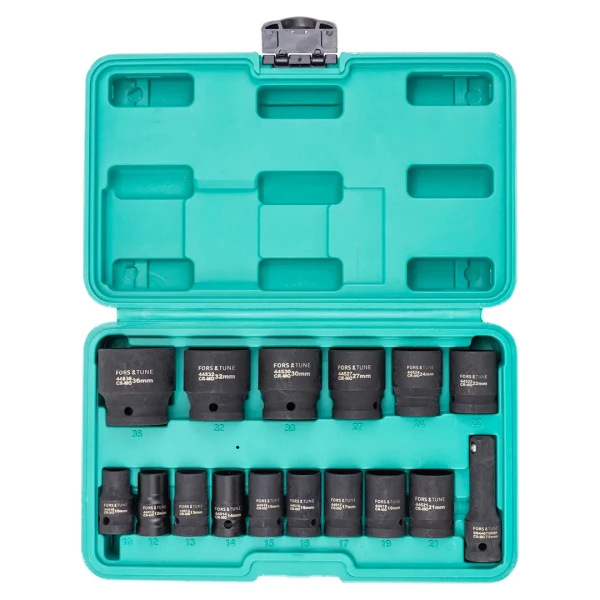Набор головок ударных коротких 16пр.1/2''(6-гр.)(10,12-17,19,21,22,24,27,30,32мм(36мм-12гр)+удлинитель 75мм),в кейсе