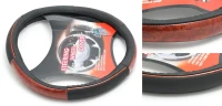 Чехол руля кожа H-8511-M (black/wood) (A)
