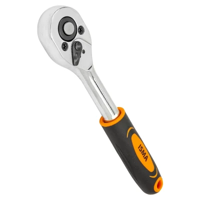 Трещотка реверсивная с двухкомпонентной резиновой рукояткой 1/4'' (длина 150мм, 24зуб, хромиров. покрытие)