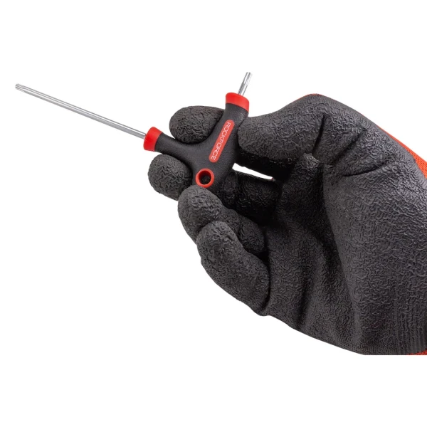 Ключ Т-образный TORX с прорезиненной рукояткой T15х75мм, на пластиковом держателе