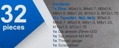 Набор метчиков и плашек 32 пр(М3х0.5,М4х0.7,М5х0.8,М6х1,М8х1.25,М10х1.5,М12х1.75)